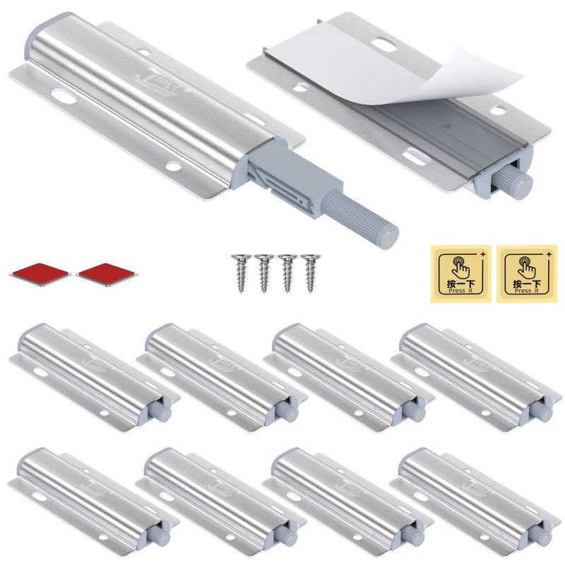 Jiayi Metal Door Latches for Cabinets Jiayi 8 Pack Push to Open Door Latch Heavy Duty Touch Latches Kitchen Door Push Release Latch for Drawer Closure Push Catch Press Out Cabinet Hardware - Image 1